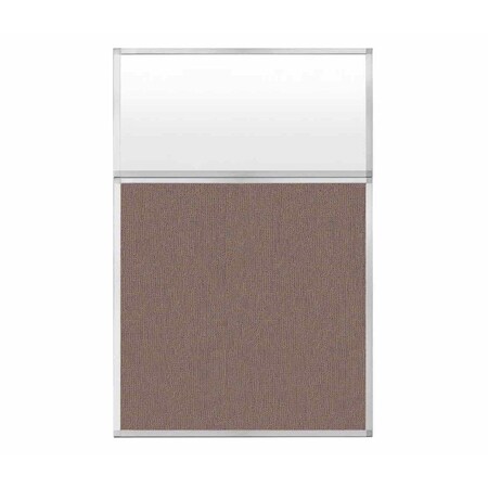 Versare Hush Panel Configurable Cubicle Partition 4' x 6' W/ Window Latte Fabric Frosted Window 1850613-3